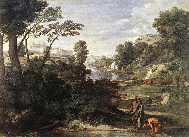 POUSSIN, Nicolas Landscape with Diogenes af oil painting image